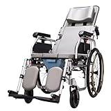 5-i-1 hopfällbar helt liggande rullstol bekväm hög rygg mobil rullstol utomhus hopfällbar kommod stol förskjutningsmaskin för vuxna äldre 150 kg lastkapacitet transitstol, A