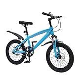 TESUGN 18 tums barncykel, cyklar höjdjusterbara barncykel för utomhus, mountainbike med V-broms för flickor och pojkar från 5 år, blå