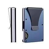 GeRRiT Metallplånbok för män, minimalistisk kreditkortshållare – smal plånbok med skyddseffekt – plånbok med plånbok på framsidan med sedelklämma., Ljusblått, standard, minimalist