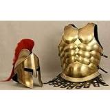 Medeltida bröstskydd hjälm Leonidas Spartan bärbar järn stål bröstplatta riddare Cuirass LARP krigare bröstplatta cosplay kostym