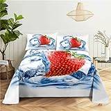 Red Cherry sängkläder enkelt påslakanset 2 st, lättskött mjukt borstat mikrofiber påslakan med blixtlåsstängning, 1 örngott