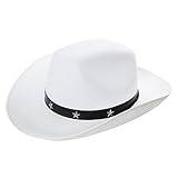 Cowboyhatt för vuxna – paket med 1 – vit filt stjärna dubbad cowboy/Cowgirl-hatt – världsbokens dag skolbok vecka vilda västern maskeraddräkt tillbehör