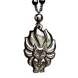 Naturlig is Obsidian Dragon Fox Hänge Mode Boutique Smycken Hand snidade Nine Tail Fox Halsband Presenttillbehör