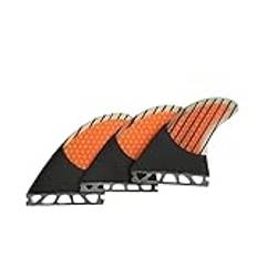 Surfbräda fena for brädtillbehör Orange/Blå kolfiber 3 st/set Honeycomb Quick Release Slide In fena for uppblåsbar paddleboard(Color:Orange M)
