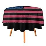 Vintage amerikansk flagga rund bordsduk vattentät bordsduk polyester bordsskydd för middag utomhus fest picknick 127 x 127 cm