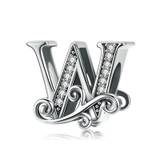 Sterling silver bokstäver alfabetet az charm namn pärla ursprungliga armband hänge smycken - BNC030-W
