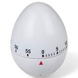 MIJOMA kökstimer i äggform | 60 minuter kortvarig väckarklocka | plast | äggur ägg | nedräkningstimer | Praktisk timer för ditt kök (Ei vit)