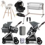 Panorama XTi Premium Travel System & Starter Nursery Bundle including Isofix Base, Grey on Silver Chassis