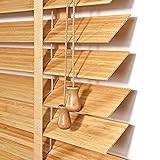 Rullgardiner i trä med sidodrag, 50 mm lameller persienner i bambu, naturliga andningsbara romerska gardiner, integritetsskydd mörkläggningsgardiner för hemmakontor, 4 färger (80 x 220 cm/32 x 87 tum,