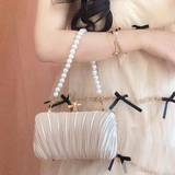 SHEIN Beige Glamorous, Elegant, Exquisite, Quiet Luxury Sequin, Stylish, Luxury, Shiny Evening Bag With Pleats Detail Clutch Shoulder Crossbody Pearl Chain