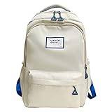 UIFLQXX Skolväska, tonårstjejer hållbar rymlig flera fickor ledig ryggsäck för skola stor kapacitet dagväska kvinnor daglig resväska laptopväska gymväska ryggsäck väska för kvinnor, Vitt, en storlek