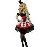 Yummy Bee – Alice i Underlandet karneval karneval drottning av hjärtats kostym + hatt dam storlek 34–50 (dam: 40–42)