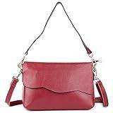 Hdbcbdj Axelväska För Kvinnor Äkta läder crossbody väska för kvinnor, hink små damer handväskor, läder handväska svart messenger väska (Color : Red)