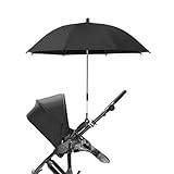 Universal Barnvagn Solskydd 8 Ribbar Barnvagn Paraply Diameter 85cm Vattentätt Paraply för Vagn Litet Paraply med Hållarklämma(svart)