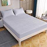 Single Bed Sheets Deep Pocket,Thickened Quilted Brushed Fiber Fitted Sheets, Solid Color Non-Slip Mattress Toppers For Boys And Girls Bedrooms,grey,150cmx200cm+10cm