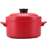 Ceramic Casserole Pot Casserole Dish With Lid With Lid Soup Pot High Temperature Heat Resistant Multifunction,4L Cooking Pot (Color : Red) (Red)