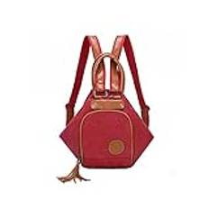 ZXSXDSAX ryggsäck dam 3-i-1-kvinnor ryggsäckar, vintage kvinnliga tofs axelväskor, mjuka nylon ryggsäck damer resor back pack väskor för tjejer(Color:Red)