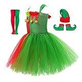 Elvdräkt för barn,4ST Elastic Kids Holiday Elf Costume Dress | Roliga festdräkter med skor för barn 2-12 år Richolyn