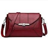 Hdbcbdj Axelväska För Kvinnor Enkla kvinnor axelväska, handväska och handväska Pu Läder Crossbody Väskor för kvinnor, Svart & Vindrat (Color : Red)