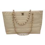 Chanel East West Chocolate Bar leather tote