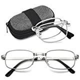VEVESMUNDO Läsglasögon för män, vikbara, hopfällbara metallvikbara glasögon, 1 st silver vikbara läsglasögon, 2.0
