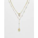 Ashiana – Halsband i lasso-stil med hjärtformade pärlor-Guld - One Size