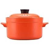 Ceramic Casserole Pot Casserole Dish With Lid With Lid Soup Pot High Temperature Heat Resistant Multifunction,4L Cooking Pot (Color : Red) (Orange)
