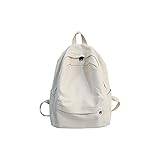 SUKORI Ryggsäck För Kvinnor Svart vit ryggsäck for män kvinnor, student bomullsdukskola väska ryggsäckar, högkapacitet ryggsäck for resor picknick etc (Color : White)