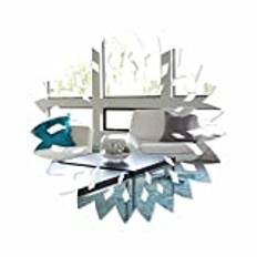 FLEXISTYLE dekorativ spegel blomma 2, modern design dekoration, 3 mm akrylspegel från EU, vardagsrum, sovrum, hall, okrossbar, gör-det-själv hemtextilier, silver, tillverkad i EU