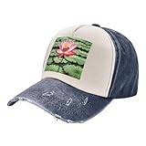 Lotus blomma tryck vintage hattar för män snapback-keps anpassad basebollkeps anpassad hatt, marinblå, one size