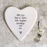 East Of India ‘May Your Days’ Porcelain Heart Coaster