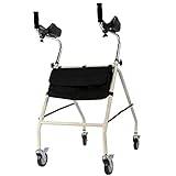 för seniorer, gångramar med armstöd Bärbar hopfällbar äldre Anti-sladd rullator Justerbar standard rullstol för funktionshindrade