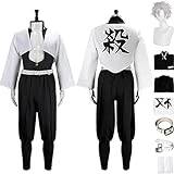 Demon Slayer Anime Cosplay Outfit Set för tjejer,Character Shinazugawa SanemiHalloween Anime maskerad Temat Kimono Dress Suit med peruk.,White,L