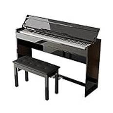 Digital Piano 88 Key Weighted Hammer Action Electric Piano Keyboard Piano med lock, tri-pedal, bänk, USB MIDI-anslutning for tonåringar Vuxna Nybörjare Professional (Color : Black)