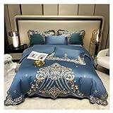 Luxury 1000TC Egyptian Cotton Bedding Set Queen King Size Duvet Cover Set Classic embroidery Bed Fitted Sheet Set Pillowcases,Lakan