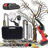 Cordless Chainsaw,Rechargeable Battery,One-Handed Portable,Battery And Charger Included For Wood Cutting Fruit Tree Pruning,Red-21VOneBattery