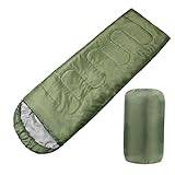 ASADFDAA Sovsäckar Camping Sleeping Bag Cotton Winter Warm Cold Envelope Hooded Sleeping Bag Blanket for Outdoor Traveling Hiking Office (Color : Army Green 700g)