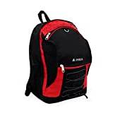 Everest Bagage tvåfärgad ryggsäck med nätfickor, röd/svart, medium
