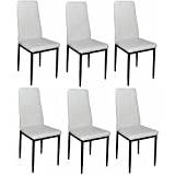 Studio Decor EMI uppsättning av 6 stolar, imitationsläder, vit, 44 x 42 x 96 cm, paket med 6
