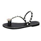 Öppna tåtofflor damer sommar halmsandaler skor semesterkilar etnisk stil flip-flops sandaletter komfort, H 369 svart, 38 EU Weit