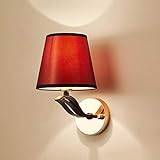 Wall Lamp Living Room Lamp European Style Restaurant Wall Light Lighting Simple Modern Cloth E14 Sconce Luxury (Color : Red) (Red)