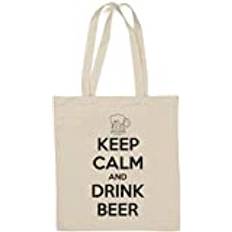 Keep Calm and Drink Beer Natural Cotton Tote Bag White, Vitt, En storlek