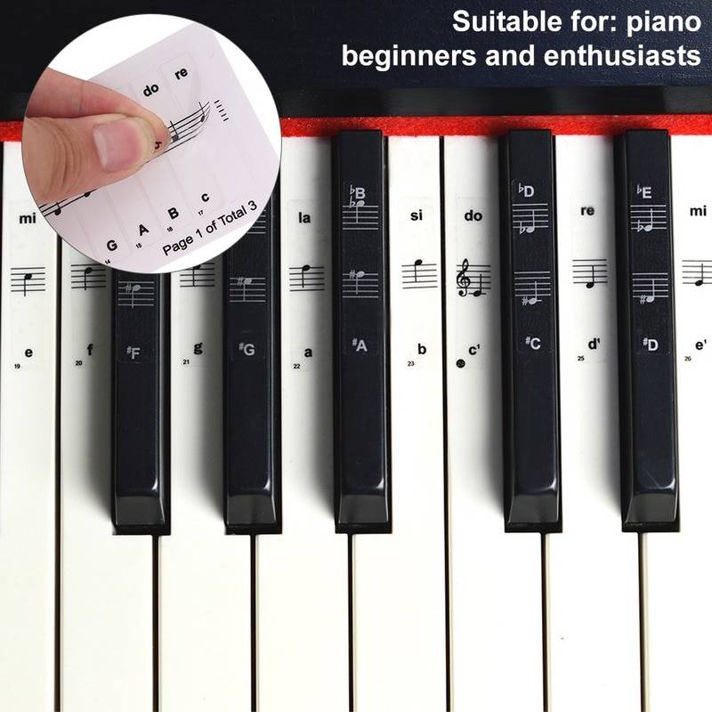 MILISTEN 3 Sheets Beginner Piano Stickers Electronic Organ Stickers Electronic Keyboards Learning Labels Piano Accessories for kids Learning Piano For 88 Keys