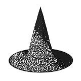 Häxhattar för kvinnor, vuxna häxor trollkarl halloween cosplay tillbehör, svart vit glitter spetsiga häxor hatt