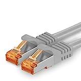 15m - Cat.7 nätverkskabel grå - 1 bit Gigabit Ethernet LAN-kabel 10000 Mbit s patchkabel Cat7-kabel S FTP PIMF-avskärmning LSZH Cat.7 raw-kabel Rj45-kontakt Cat 6a - 1 x 15 meter