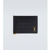 Saint Laurent Cassandre croc-effect leather wallet - black - One size fits all