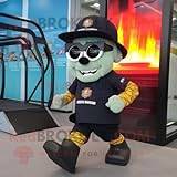 REDBROKOLY Svart brandman maskot kostym karaktär klädd med en löpning shorts och solglasögon