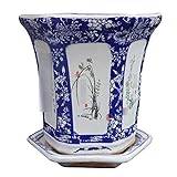 VOSMII Växtkrukor Retro Soft Decoration Ceramic Blue And White Porcelain Flowerpot Tree Basin Old Pile Orchid Special Basin