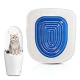 Blue Cat Toalettträningskit, 38 * 34 * 3,2 cm Kattoalettträningssystem med spårdesign för katthund och smådjur, katttoalettränare med stark bärförmåga för hemurinalsits potta