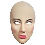 Ansiktsmask för kvinnor realistisk latex kvinnlig mask med smink på halloween elastiskt pannband kvinnlig mask latex halloween mask för cosplay kostym fest skämt realistisk mask latexmask kvinna
